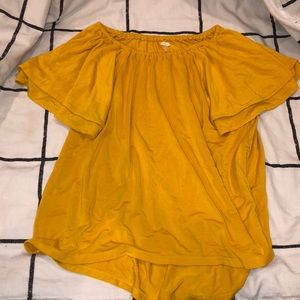 Yellow off the shoulder tee